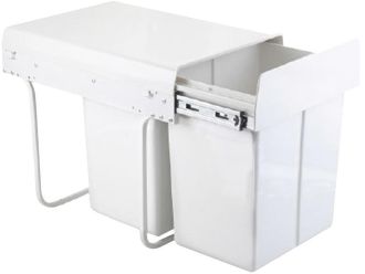 Standard 40L (20L x 2) White Self Close Twin Bin