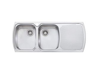 Oliveri Monet Double Bowl Topmount Sink with Drainer