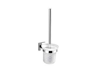 Zeus Triton Glass Toilet Brush Holder Chrome