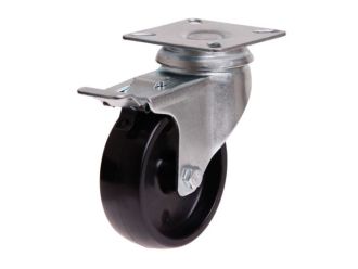 Castor Wheel, Nylon,Swivel utilitiy plate, &Oslash;75mm , w/brake
