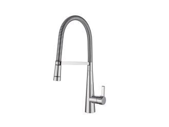 Zeus Apollo Gooseneck Kitchen Mixer With LED Chrome