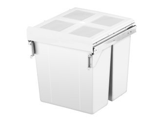 Door Mount Self Close 62L (31L x 2) White Twin Bin